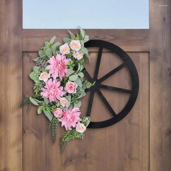 Dekorative Blumen-Party-Ornament, lebendige Farbsimulation, künstlicher Blumenkranz, realistisches Design für Haustür-Anhänger, ein Rad von