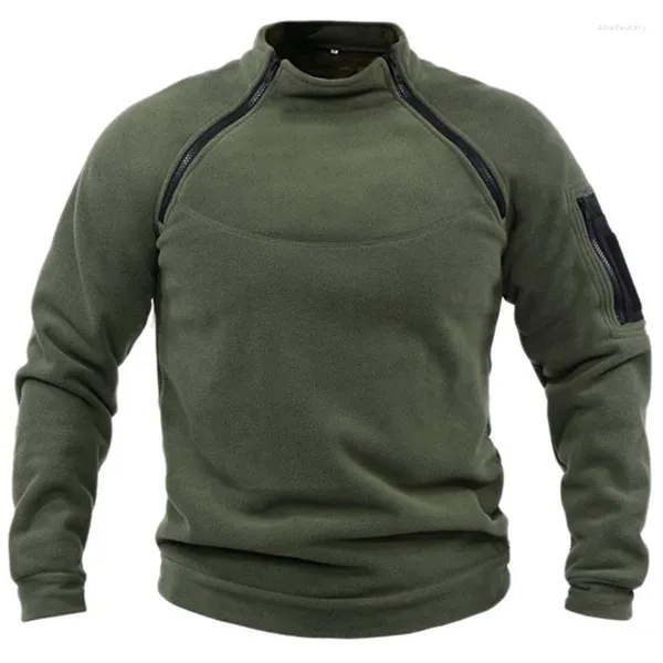 Herren Hoodies Winter Stehkragen Fleece Warme Reißverschlussjacke Casual Outdoor Camping Taktische Jagdbekleidung Street Jogging Top