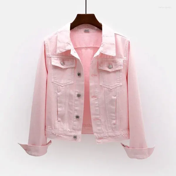 Jaquetas femininas primavera moda coreana curto denim mulheres magro estudante outwear chaqueta mujer harajuku branco rosa jeans jaqueta casaco feminino