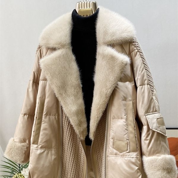 Mulheres para baixo parkas moda outono inverno real vison casaco de pele feminino natural ganso pena jaqueta capuz luxo 231202