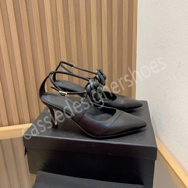 Nova camélia pérola marca de luxo moda feminina sandálias tamanho 35-41 moda sapatos casuais senhoras sapatos de couro genuíno sapatos femininos chinelos de verão mules calçado