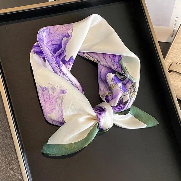 Sciarpe Sciarpa di pura seta Donna Fascia per capelli quadrata piccola Foulard Fazzoletto da collo femminile Bandana Nastro per capelli di alta qualità