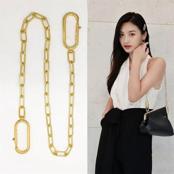 Acessórios de bolsa alça de ombro de metal dourado você corrente de malha duplo clipe feminino saco de axilas crossbody chain264w