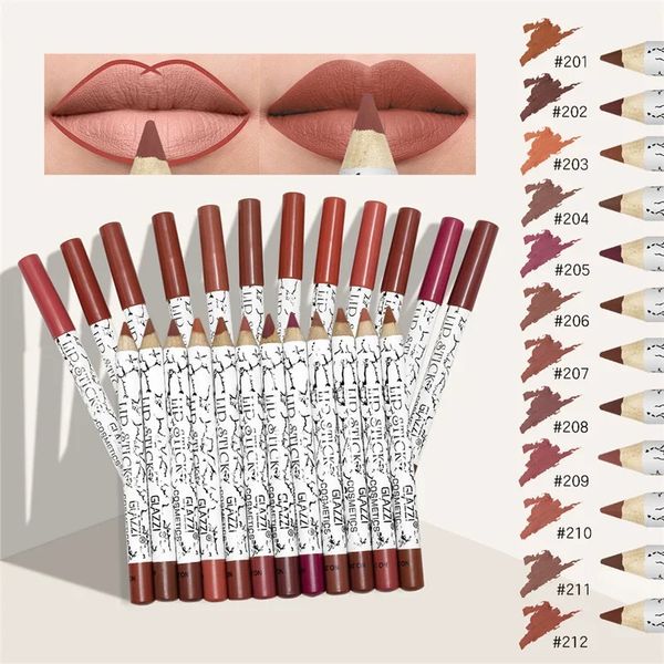 Lápis labiais 12 cores Lip Liner Lápis Conjunto Matte Lipliner Lápis Batom Conjunto À Prova D 'Água Longa Duração Batom Liner Lip Tint Pen Cosmetic 231204