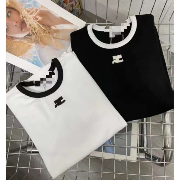 Maglietta di design vintage classica bianca nera Maglietta estiva a maniche corte Courre ges fashion Maglietta da donna Tee wei