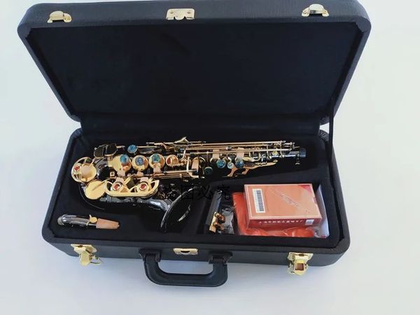 Neue Marke S-991 BbTune Musikinstrument Goldener Schlüssel Hochwertiges gebogenes Sopransaxophon mit Mundstück AAA