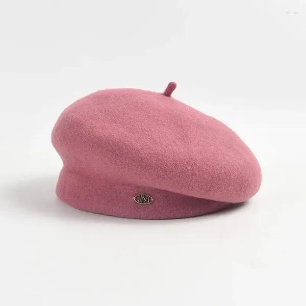 Berets francês vintage lã boina chapéu feminino outono e inverno beanies luz pintor de luxo cor sólida