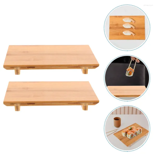 Set di stoviglie 2 pezzi Piatto di sushi Vassoio pratico Snack che serve Forniture per ristoranti giapponesi Frutta da tavolo Piatto di bambù Roba per feste