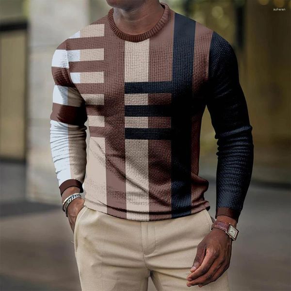 Maglioni da uomo Patchwork Lavorato a maglia da uomo Casual Felpe girocollo Pullover caldi Maglieria a maniche lunghe Maglioni Intimo termico Top