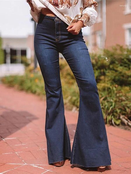 Jeans da donna 2023 primavera ed estate moda vita alta elasticizzati pantaloni svasati larghi sottili prodotto donna Casual Streetwear