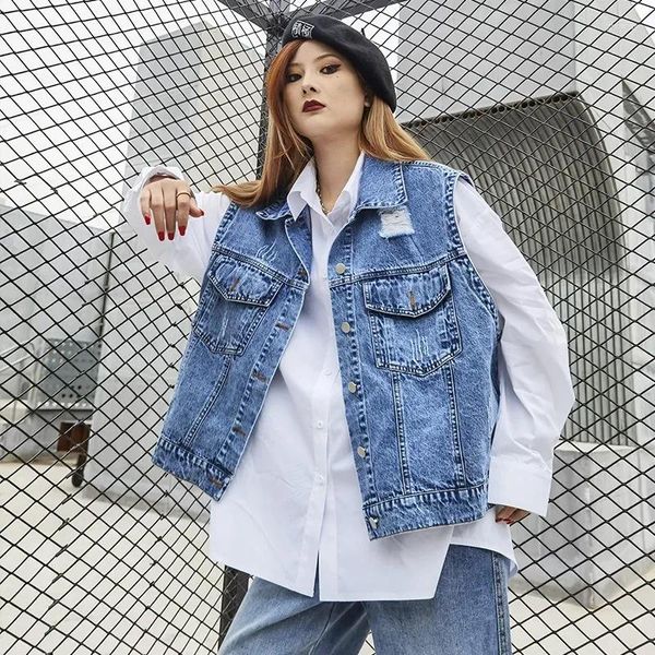 Frauen Blusen SuperAen 2023 Herbst Weiß Lose Beiläufige Koreanischen Stil Hemd Retro Mode Denim Weste Tops