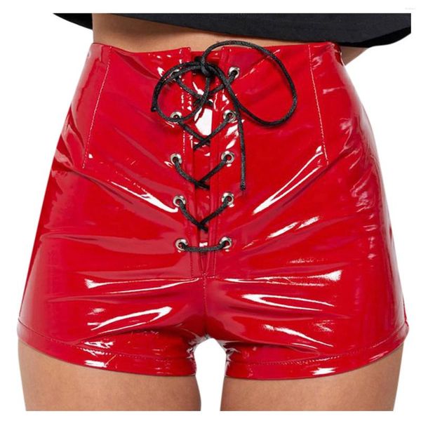 Shorts femininos de cintura alta rendas calças de couro outono sexy moda 2023 simples bonito capris