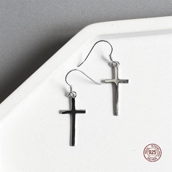 Stud Real 925 Sterling Silver 100% Simples Gótico Cruz Brincos Para Mulheres Jóias Festa Ear Studs Menina Presentes OrnamentsStud235D