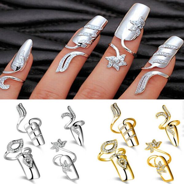Bonito moda noiva anel de casamento ajustável conjunto de anéis de cobertura de unhas ou único optoal com strass para mulher nupcial