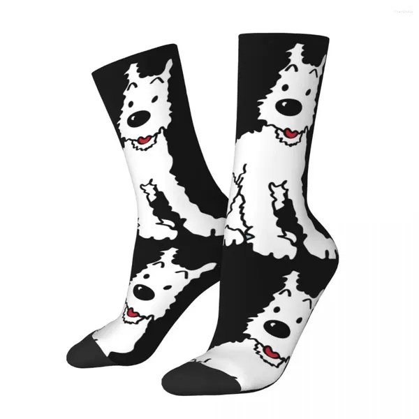 Calzini da uomo Calzini a compressione pazzeschi divertenti per uomo Snowy Tin Hip Hop Harajuku Dog Cute Animal Happy Quality Pattern stampato Boys Crew