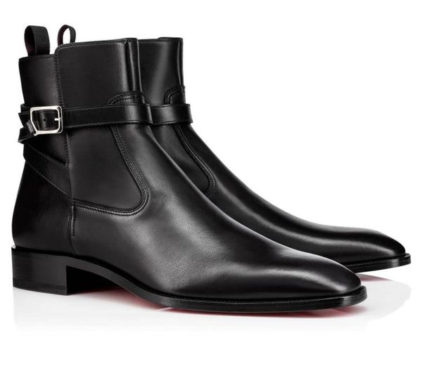 Модные роскошные ботильоны Kicko, мужская обувь, красные ботинки для мужчин, черная замшевая обувь из телячьей кожи, элегантные мужские ботильоны на низком каблуке6690187