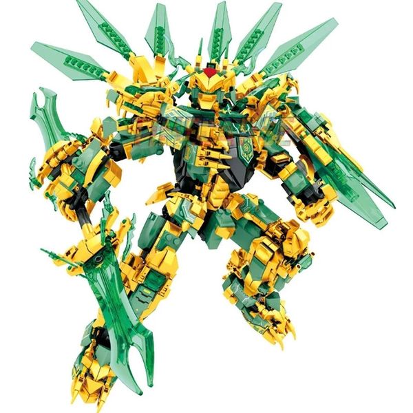 Modelo Diecast 1618pcs Guerreiro Titãs Mecânicos Mechas Batalha Robô Dragões Temporada 14 Blocos de Construção Conjuntos de Modelos Clássicos Tijolos Kits Infantis 231204