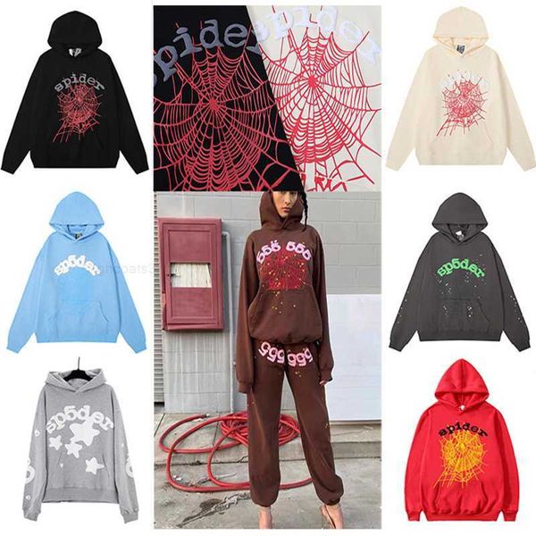 Designer Hoodie Sp5der Young Thug 555555 Trapstar Homens Mulheres Hoodie de Alta Qualidade Espuma Impressão Spider Web Gráfico Rosa Moletons Y2K Pulôveres S-2XL 0KHU