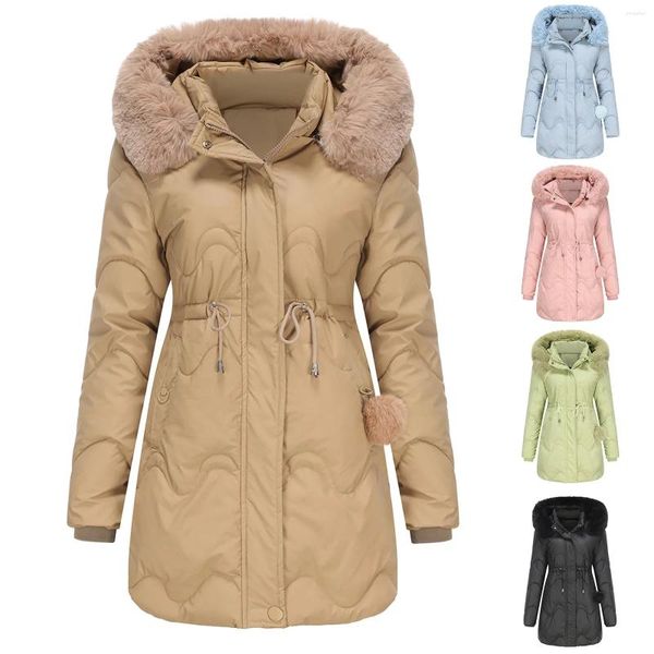 Damen-Trenchcoats, gepolsterte Winterjacke mit flauschigem Kragen, lockerer Mantel, Ernteleder, abgeschnittener Regen