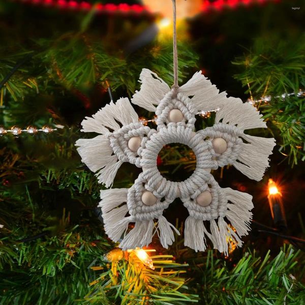 Рождественские украшения, тканые вручную подвески в виде снежинок, скандинавский гобелен в стиле макраме, стиль бохо, хлопок, ручная работа, рождественская елка, подвесные украшения, подарок