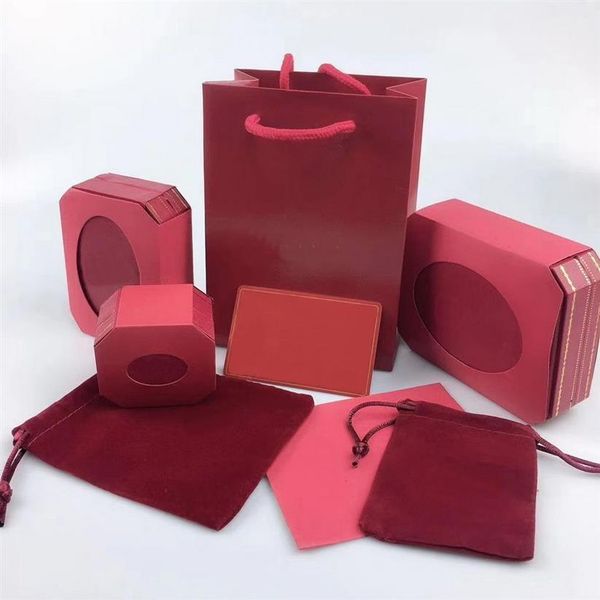 Set di gioielli Scatola rossa Ca Lettera Collana Bracciale Orecchini Set di anelli Scatola Sacchetto per la polvere Borsa regalo Abbina al negozio Articoli non venduti in229k