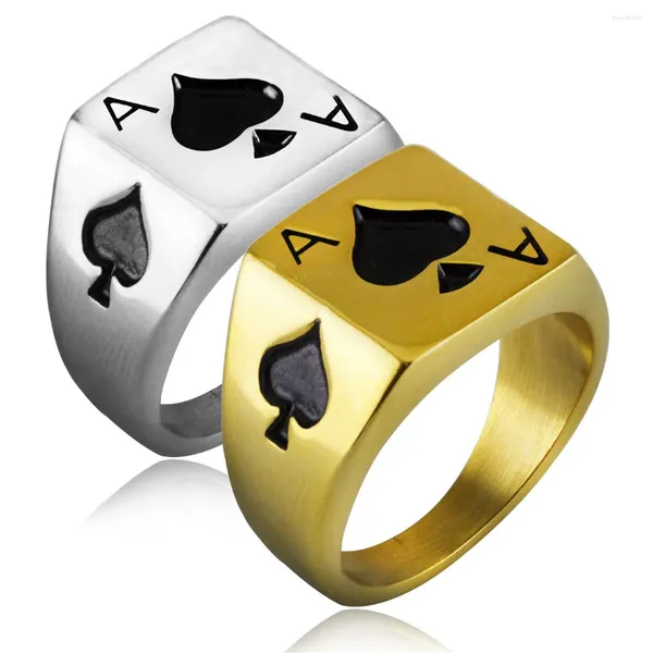 Кольца-кластеры, хип-хоп, 2 цвета, размер США от 7 до 13, микро-паве, квадратные лопаты, покерное кольцо, золото, мужские украшения из нержавеющей стали