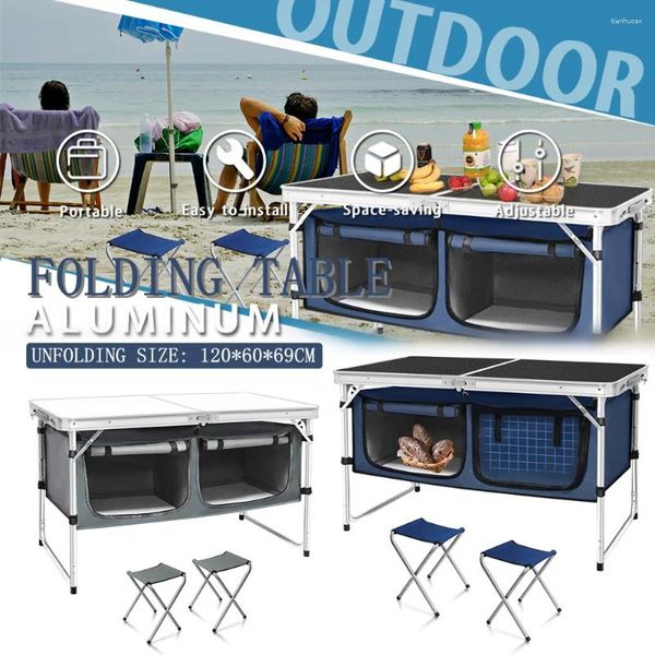 Tavolo da campeggio pieghevole portatile per mobili da campeggio per esterni con borsa portaoggetti, scrivania pieghevole per spiaggia da viaggio