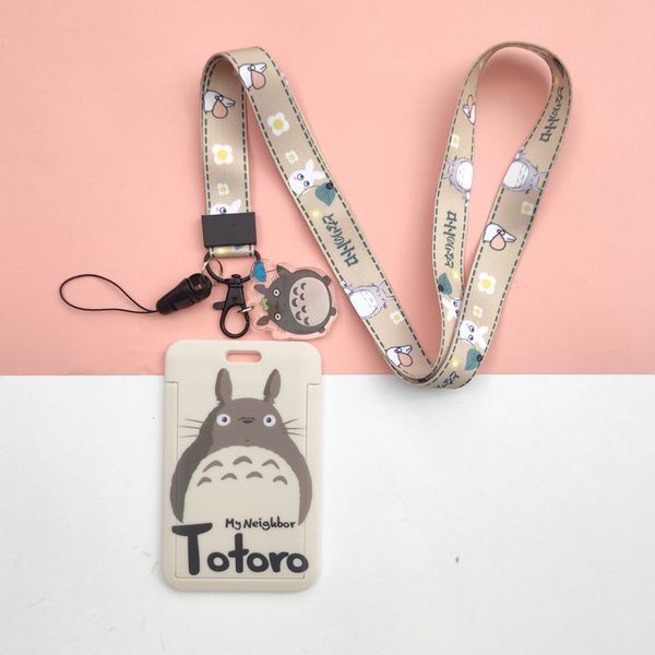 Atacado 50 conjuntos de desenhos animados MEU VIZINHO TOTORO Capa de cartão de PVC Estudante Campus Pendurado Bolsa de pescoço Correias de telefone celular Suporte de amuletos Cordão Porta-cartões de identificação Chaveiro Presente 2023