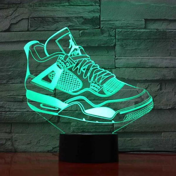 Luci notturne 3D LED Sneakers leggere Segno Acrilico Illusione Lampada da notte RGB Lampeggiante Regalo freddo Impostazione desktop Computer Retroilluminazione Decorazione della stanza YQ231204