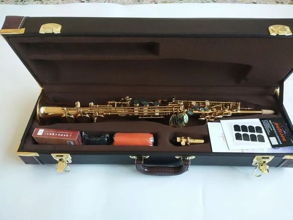 Novo saxofone soprano b plana eletroforese ouro S-901Top instrumentos musicais sax soprano grau profissional com caso aaa