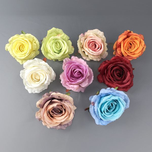 11см искусственные розы цветочные головы шелковые декоративные цветочные украшения свадебная стена цветочный букет белый искусственный букет розы букет