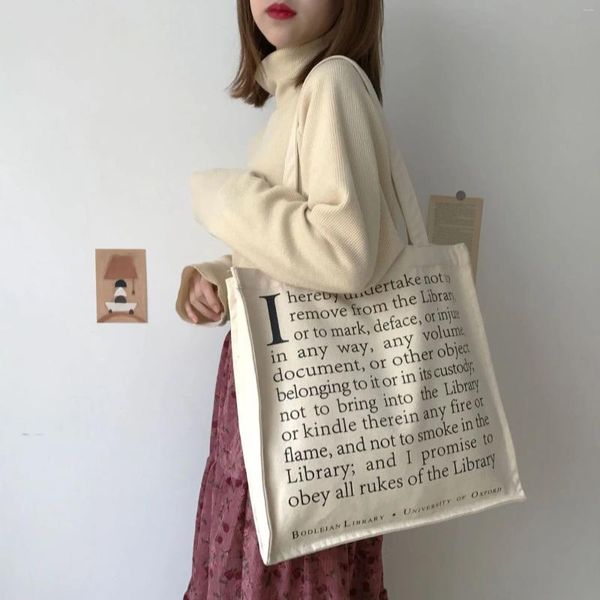 Abendtaschen Frauen Leinwand Umhängetasche Bodleian Bibliothek Oxford College Studenten Bücher Baumwolltuch Einkaufen Handtaschen Tote für Mädchen