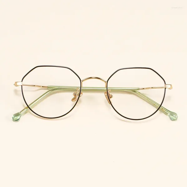 Sonnenbrillengestelle Studenten Vintage Polygonale Legierung Brillengestell Jungen Mädchen Literarische Dekoration Klare Linse Myopie Brillen