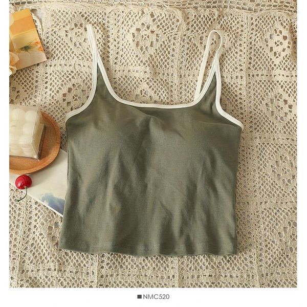 Serbatoi da donna Cinghie Chic da donna Camis solidi Corsetto sottile Protezioni per il petto Canotta all'ombelico Canotta basic sexy coreana Moda nuda Estate Crop