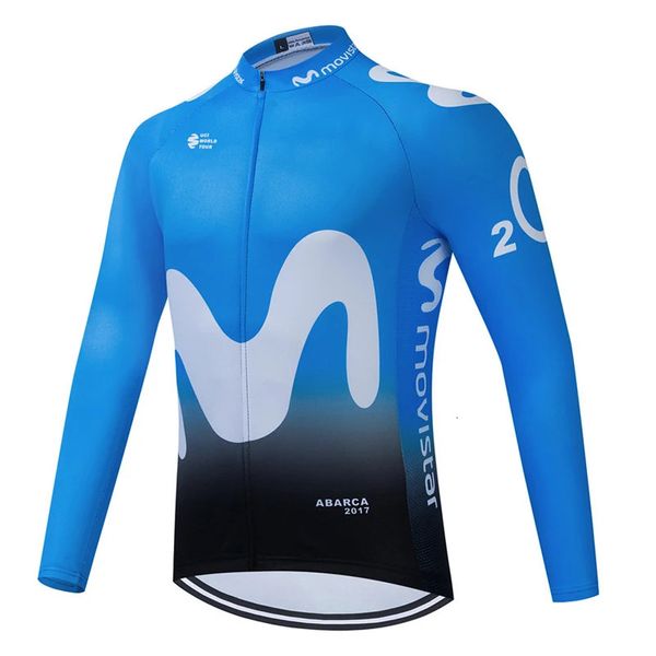 Conjuntos de camisa de ciclismo Movistar Equipe Manga Longa Top Camisa de Ciclismo Roupas de Bicicleta Desgaste Outono Roupas de Bicicleta Homens Mallot Ciclismo Hombre 231204