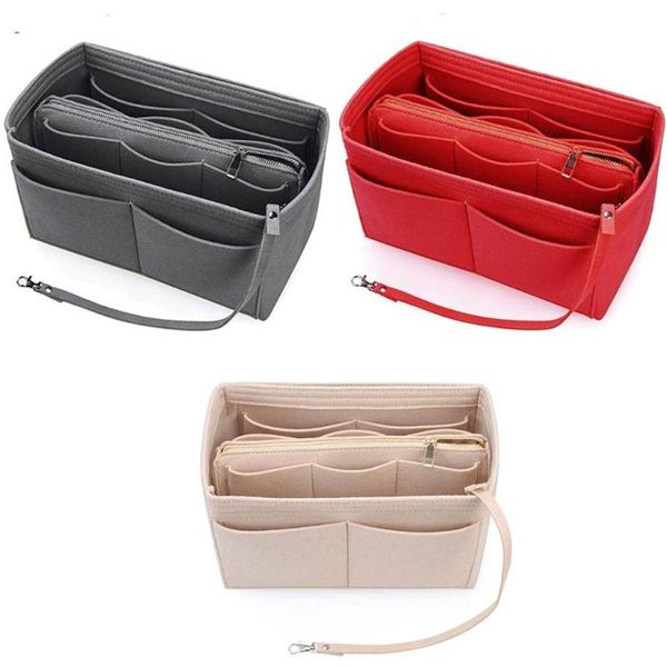 Borsa per organizer con inserto in feltro con cerniera Borsa a mano Tote Shaper multi tasche LX9F Borse per cosmetici Custodie2942