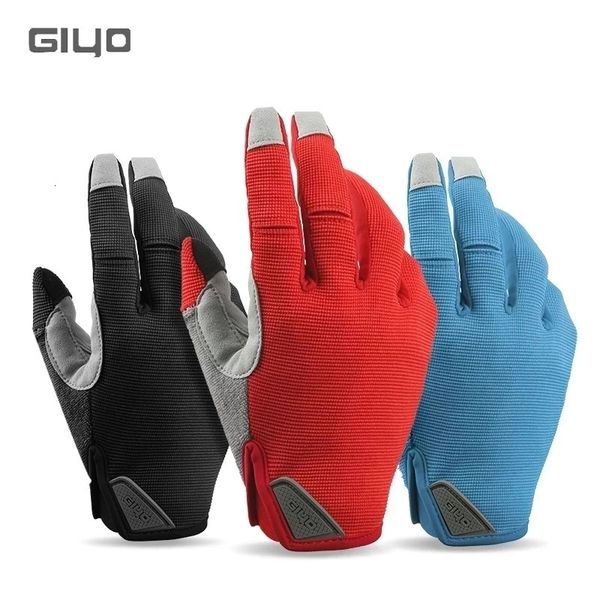 Luvas de ciclismo Giyo Wind Breaking Cycling Full Finger Gloves Touch Screen Anti-Slip Bicycle Lycra Fabric Mittens Bicicleta Road Bike Long Glove 231204