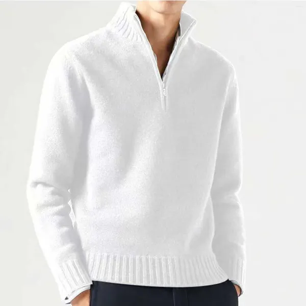 Camisolas masculinas meia zip manga longa camisola masculina casual inferior sólido quente malha venda roupas 2023 outono inverno malhas para homem