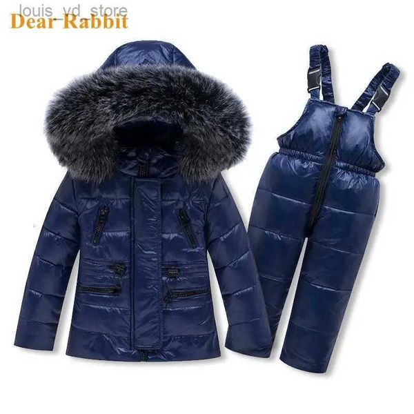 Kleidung Sets 2023 Winter Kinder Ski Schnee Anzug Warme Kleidung Set Daunen Jacke Overalls Kleinkind Junge Baby Mädchen Kleidung Kinder dünne Oberbekleidung Mantel T231204