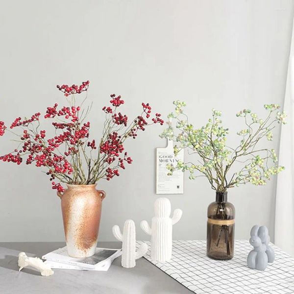 Flores decorativas simulação cranberry falso decoração de casa bagas natal festa de casamento decoração de mesa diy ramos de mirtilo artificial
