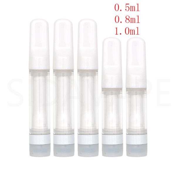 Cartuccia in ceramica piena Vuota 0,5 ml 0,8 ml 1,0 ml Atomizzatore Carrelli in vetro Premere Blocco Boccaglio Vaporizzatore a spirale in ceramica