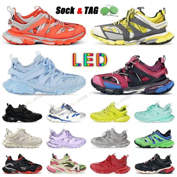 AAA Qualität Designer Track 3 3.0 LED Paris Männer Frauen Freizeitschuhe Triple Weiß Schwarz Trainer Tess.s. Gomma Leder Trainer Nylon bedruckte Plateau Sneakers Günstige Schuhe