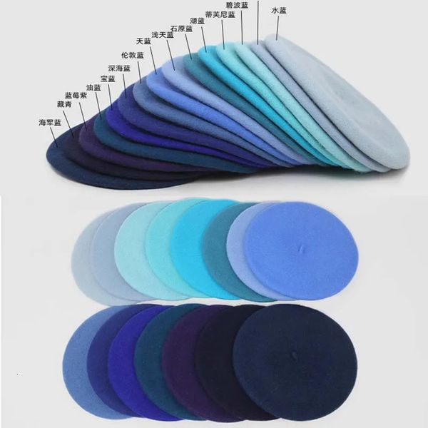 Berets Azul Lã Boina Retro Pintor de Malha Chapéu Bud Chapéu Japonês Autum Inverno Vintage Caps Mantenha Quente Bonito Chapéu Casual Mulheres Homens Beret 231204