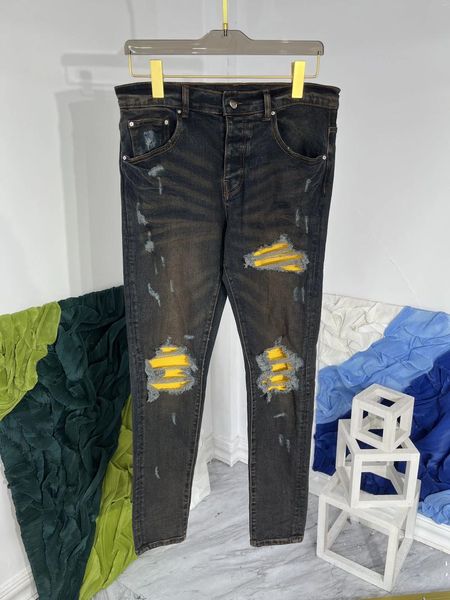 Jeans masculinos 2023 primavera verão chique calças jeans de alta qualidade c254