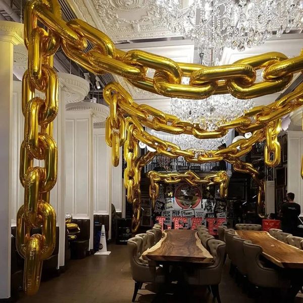 Partydekoration 10/20 Stück 16 Zoll Gold Silber Kettenglied Ballonfolie für 80er 90er Hip Hop Retro Hochzeit Geburtstag Bogenzubehör