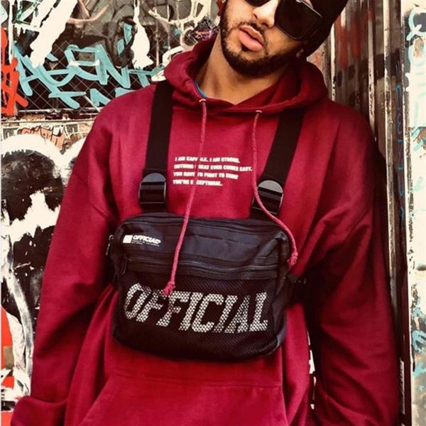 Sokak Giyim Erkekleri Bag Vest Hip Hop Style Crossbody Göğüs Çanta Paketleri Kadınlar İçin 2019 Moda Punck Göğüs Teçhizat Yelek Bel Bag209z