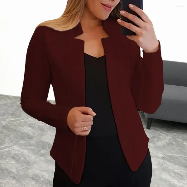 Ternos femininos moda jaqueta blazer cor sólida grosso anti-pilling trabalho de escritório entalhado colarinho aberto cardigan