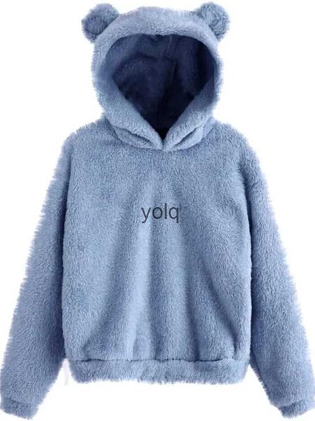 Kadın Hoodies Sweatshirts 2023 Sonbahar Kış Kadınlar Uzun Kollu Tavşan Kulak Hood Sweatshirt Sevimli Peluş Peluş Sıcak Gündelik Kapüşonlu Üstler S-5XLYOLQ