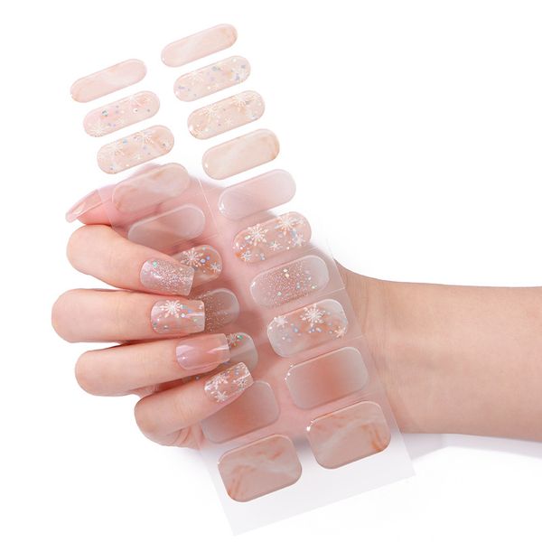 Tiras de unhas de gel semi-curadas, ponta francesa, 20 peças e base transparente, tiras de manicure francesa, envoltório de unhas, adesivo de gel