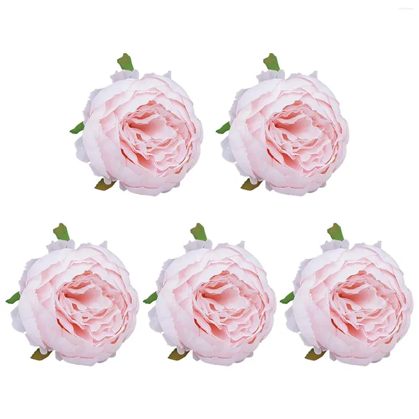 Flores decorativas 5 peças acessórios realista natal cabeça de flor artificial artesanato festa de casamento 9cm peônias scrapbooking decoração de casa diy